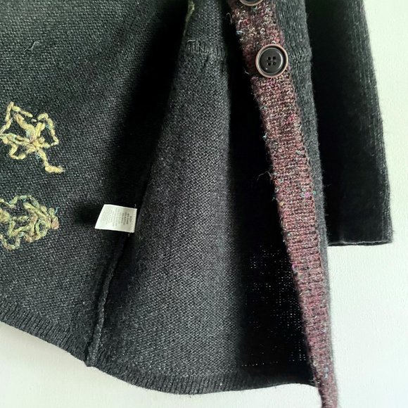 Christopher & Banks Button  Peplum Cardigan Fall Sweater M Embroidered Leaves - Picture 6 of 9